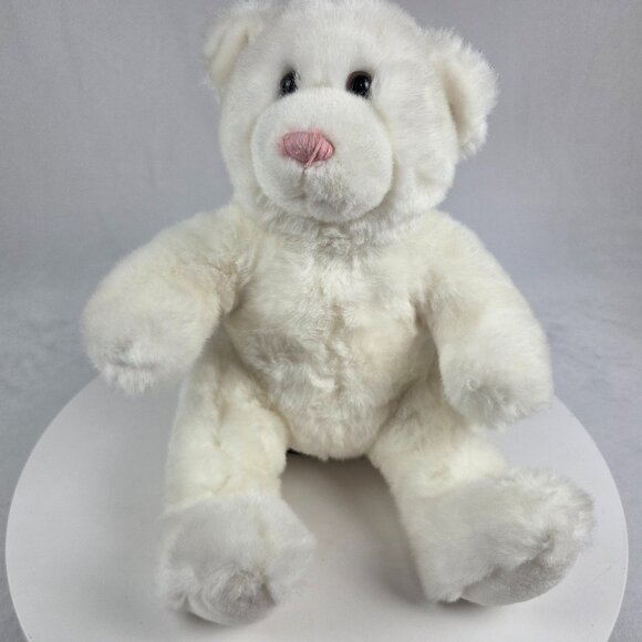 Build A Bear White Polar Bear Pink Nose Sitting 10" - Picture 1 of 6